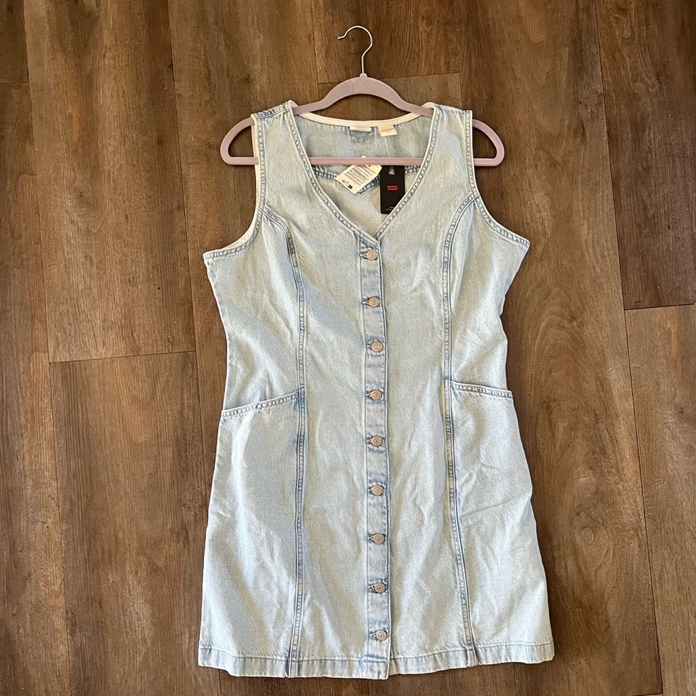 Levi's Light Blue Denim Button-Front Mini Dress